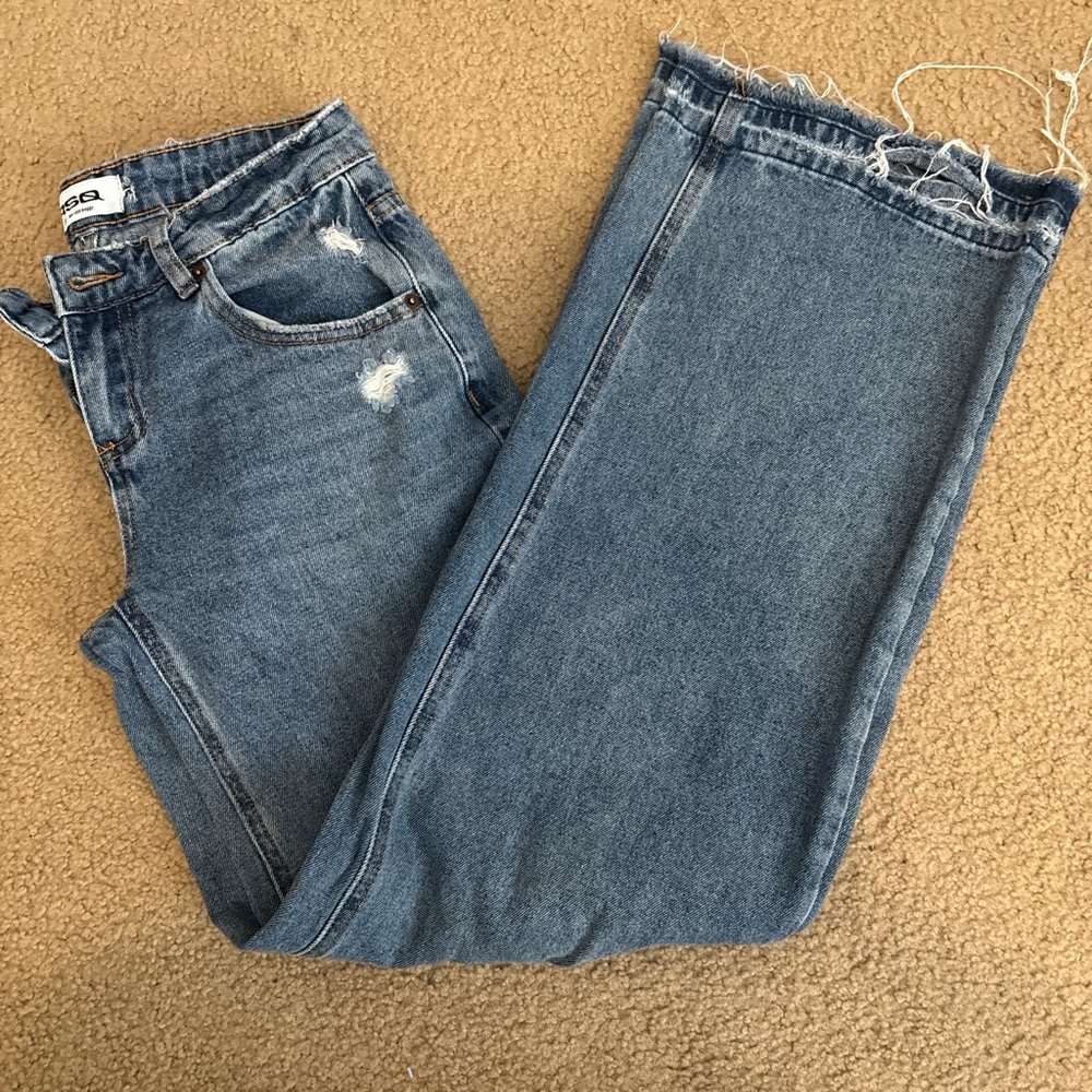 low rise distressed jeans